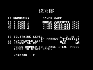 Imperium Galactum title screen for Commodore 64